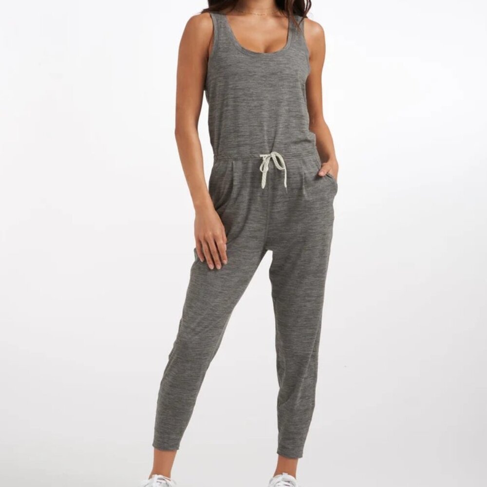 Vuori Lux Harem Jumpsuit Sleeveless Lightweight Heather Gray Medium